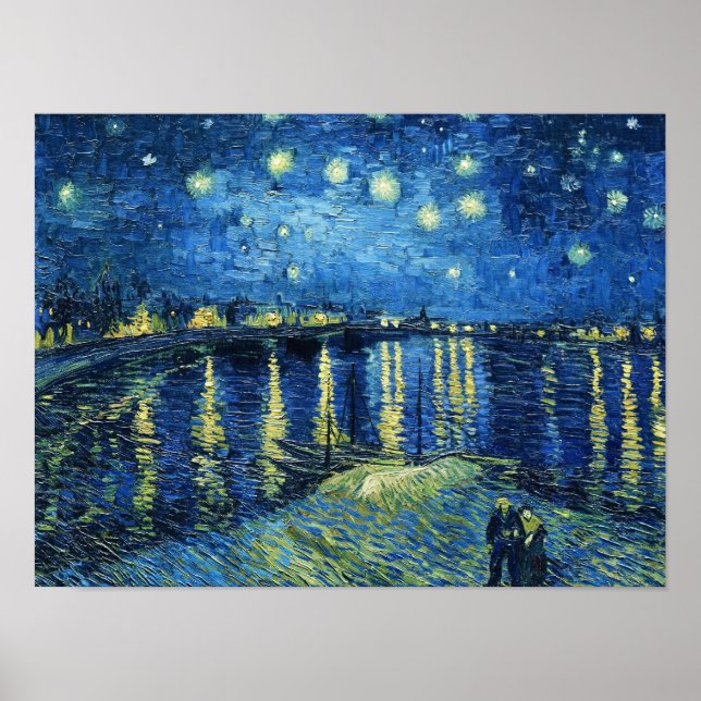 Poster Starry Night sobre o Rhone Vincent van Gogh (Frente)