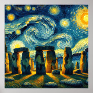 Poster Starry Night Stonehenge