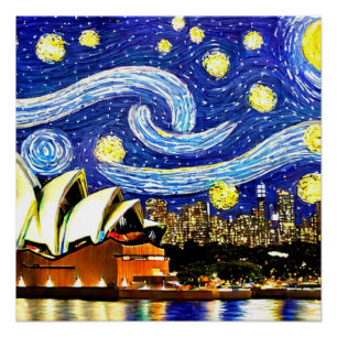Pôster Starry Night Sydney Austrália - Ópera