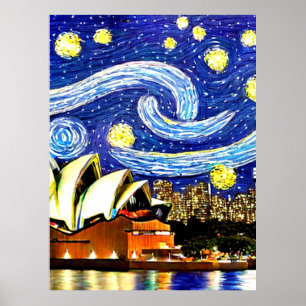 Poster Starry Night Sydney Austrália - Ópera