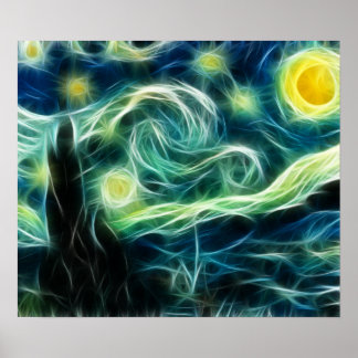 Poster Starry Night Van Gogh Arte Fractal