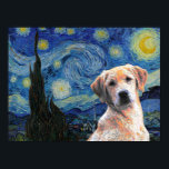 Poster Starry Night Vincent Van Gogh Cute Labrador Cog<br><div class="desc">Se você ama Vincent van Gogh e Labradores,  esta trabalho de arte é para você! Excelente como presente.</div>