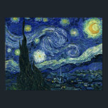 Poster Starry Night Vincent van Gogh Fine Art Painting<br><div class="desc">Vincent van Gogh (holandês, 1853 - 1890) Starry Night, 1889, Oil on canvas Unframed: 73 × 92 cm (28, 7 × 36, 2 pol) Esta pintura mostra a vista da janela virada para leste da sala de asilo de Van Gogh na Santo-Rémy-de-Provence Ele acrescentou uma vila idealizada. Está na coleção...</div>