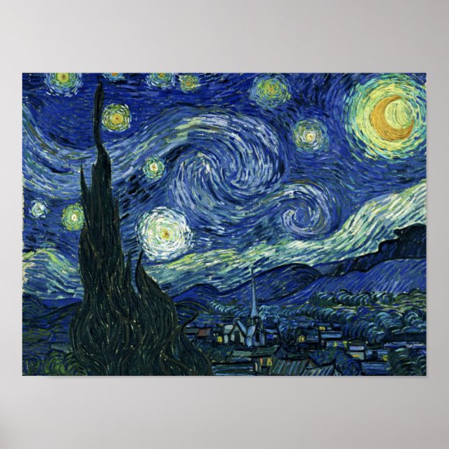 Poster Starry Night Vincent van Gogh Fine Art Painting (Frente)