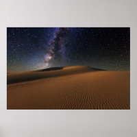 Starry Sky sobre o deserto de Sand Dunes Gobi