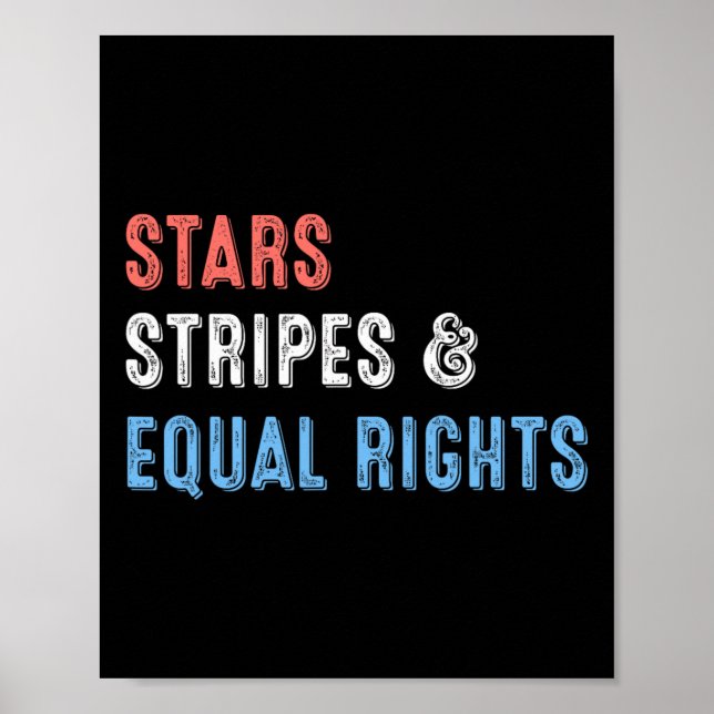 Poster Stars Stripes e Igualdade de Direitos 4 de julho (Frente)