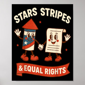 Poster Stars stripes equal rights vintage 4th of july usa