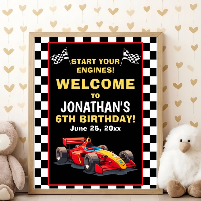 Poster Start Your Engines! Fun Racing Driver Birthday Boy (Criador carregado)