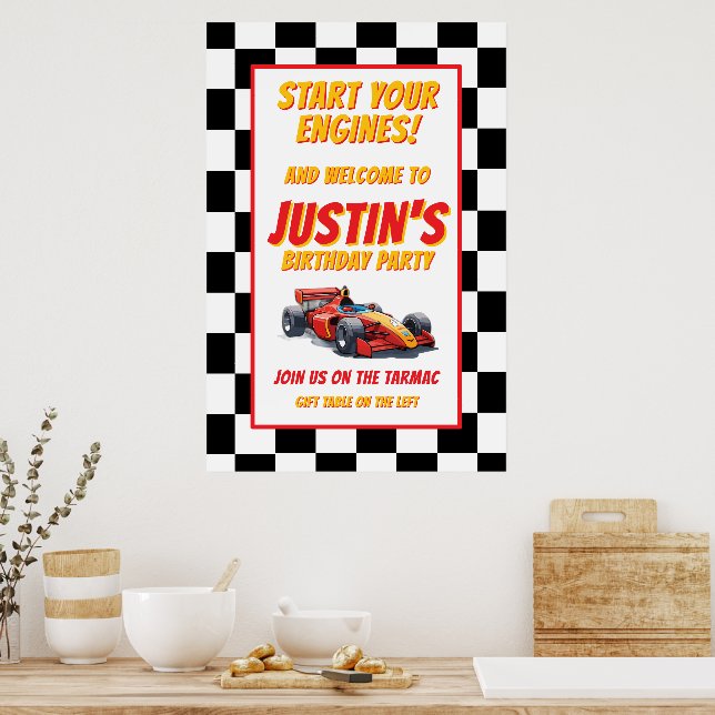 Poster Start Your Engines Race Car Birthday (Cozinha)