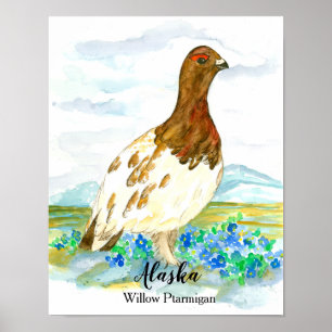 Poster State Bird of Alaska Willow Ptarmigan