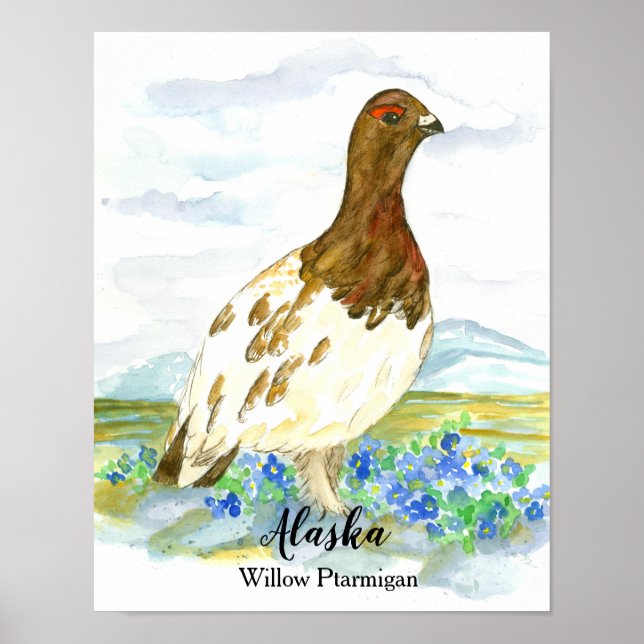 Poster State Bird of Alaska Willow Ptarmigan (Frente)