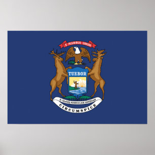 Poster State Flag of Michigan, EUA