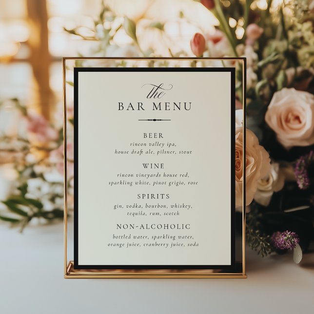 Poster STATELY Bar Menu Wedding Sign (Criador carregado)