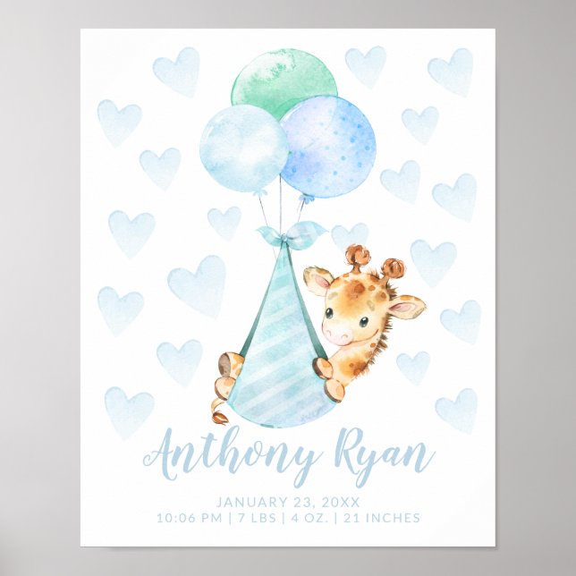 Poster Stats de Bebê do Storey Storey Giraffe (Frente)