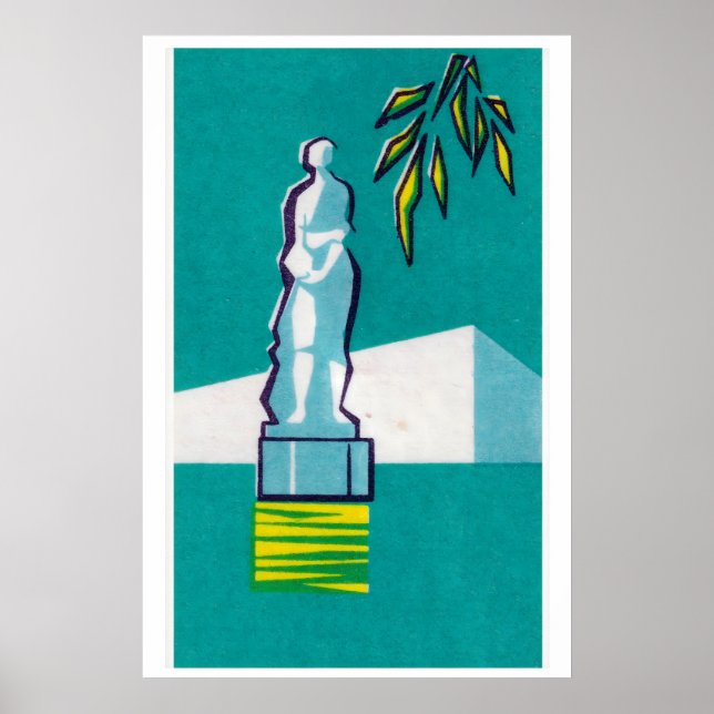 Poster Statue Bust Matchbox Art Print, Czechoslovakian (Frente)