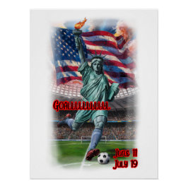 Pôster Statue of Liberty playing Soccer on a 