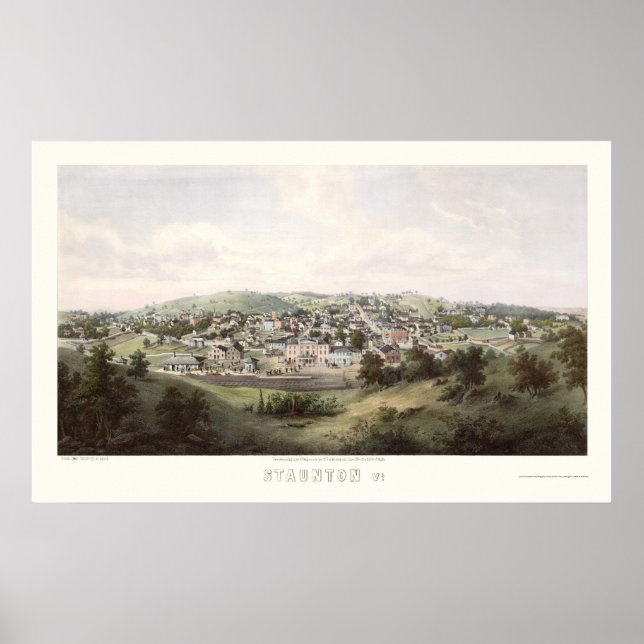 Pôster Staunton, VA Panorâmica - 1857 (Frente)