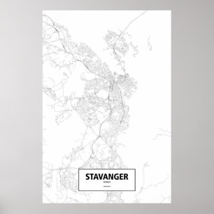 Poster Stavanger, Noruega (preto a branco)