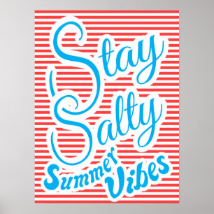 Poster Stay Salty, Summer Vibes, summer poster, red