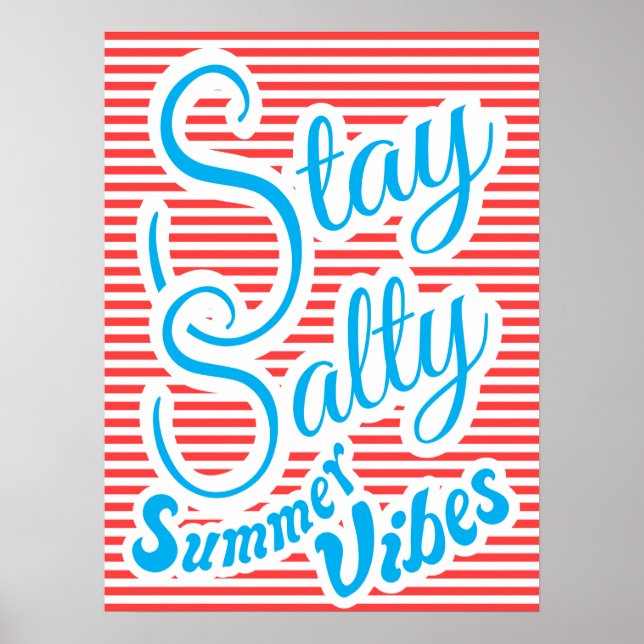 Poster Stay Salty, Summer Vibes, summer poster, red (Frente)