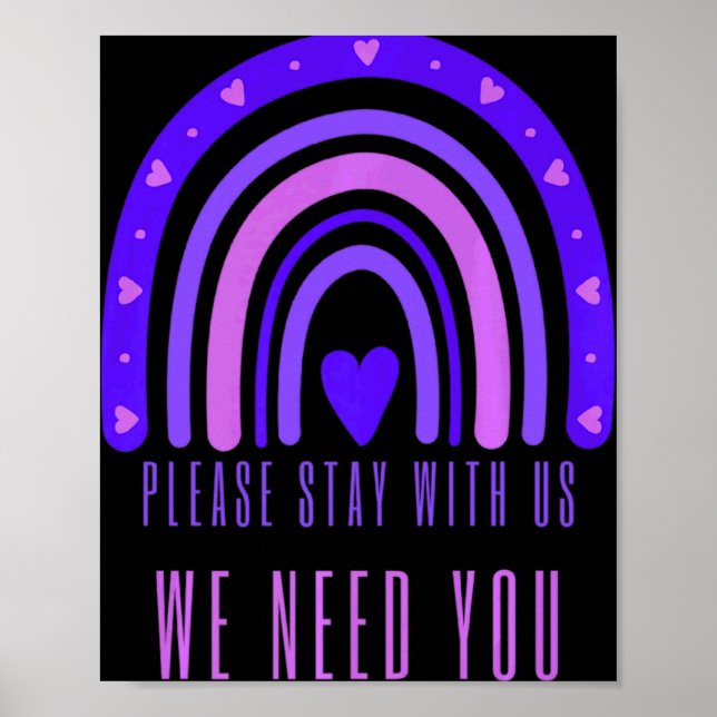Poster Stay With Us Rainbow 988 Suicide Prevention  (Frente)