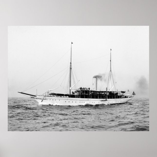 Pôster Steam Yacht Emerald, início dos anos 1900 (Frente)