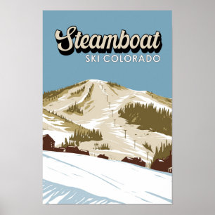 Poster Steamboat Ski Area Winter Colorado Vintage