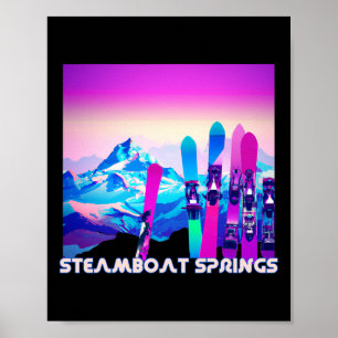 Poster Steamboat Springs Esqui Retro Estilo dos Anos 80 D