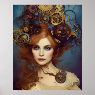 Poster Steampunk Alice Stunning Fantasy Retrato