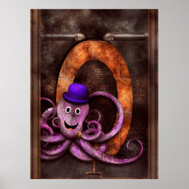 Pôster Steampunk - Alphabet - O é para Octopus