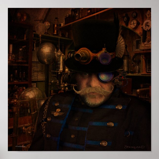 Pôster Steampunk Art - Capitão de Inventor Fantasia Sean (Frente)