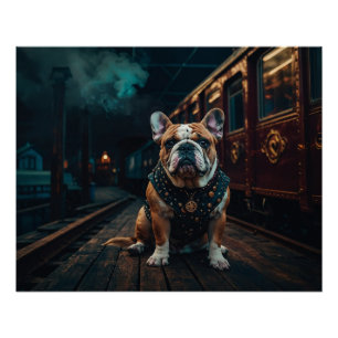 Pôster Steampunk Bulldog Stationmaster Portrait