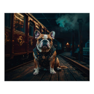 Pôster Steampunk Bulldog Stationmaster Portrait