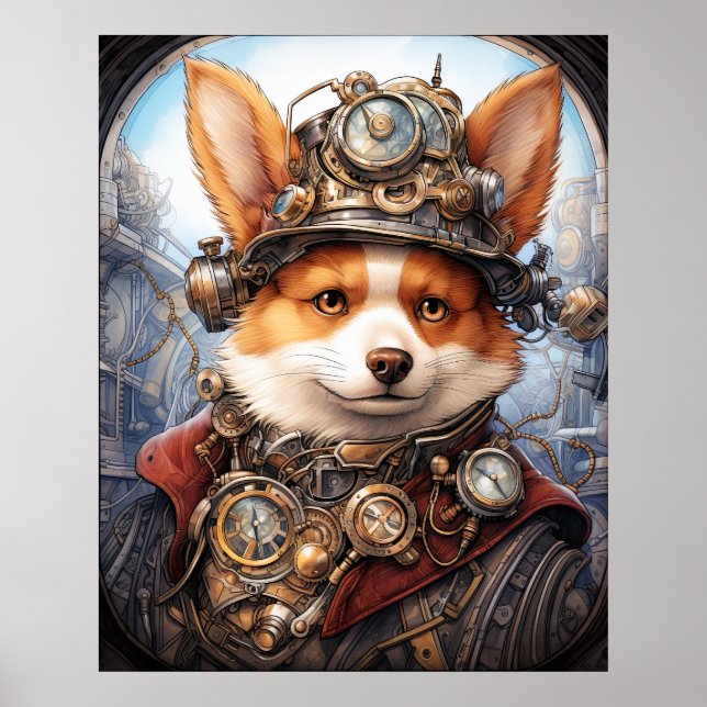 POSTER STEAMPUNK CORGI (Frente)