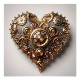 Pôster Steampunk Elegant Clockwork Gear Heart