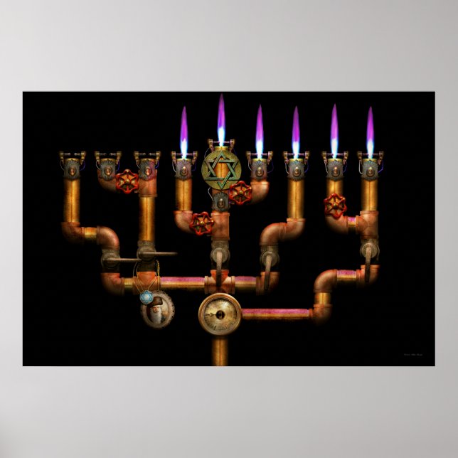 Poster Steampunk - Encanamento - Acendendo a Menorá (Frente)