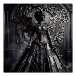 Pôster Steampunk Fantasy Darkness Demon Fashion 