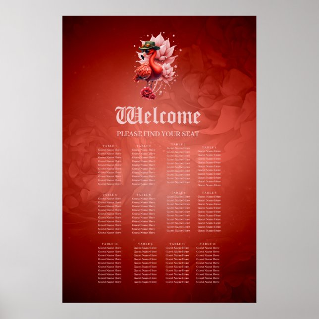 Poster Steampunk Flamingo - Trabalho de arte Digital Fant (Frente)