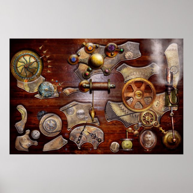Poster Steampunk - Gears - Engenharia reversa (Frente)