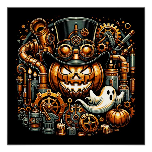 Pôster Steampunk Halloween (Frente)