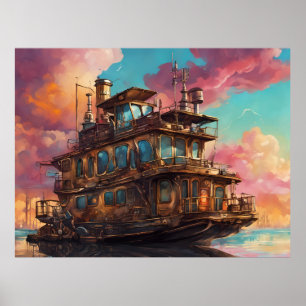 Poster Steampunk Houseboat