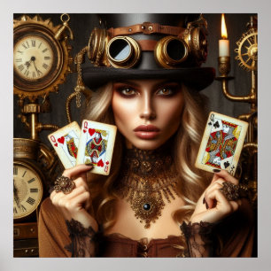 Poster Steampunk Linda Rainha De Corações