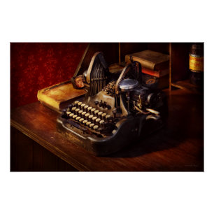 Pôster Steampunk - Máquina de datilografia do Oliver