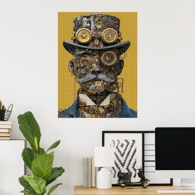 Poster Steampunk Mechanical Gentleman (Escritório em casa)