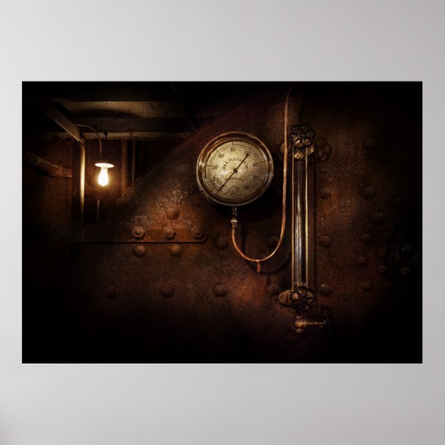 Poster Steampunk - Medidor de Caldeira (Frente)