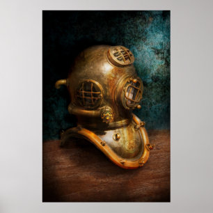 Pôster Steampunk - mergulho - o capacete do mergulho