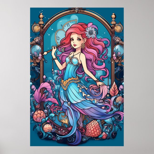 Poster Steampunk Mermaid For Girls or Boys on a Wall  (Frente)