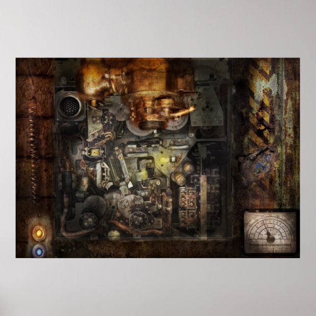 Pôster Steampunk - O Computador da Torreta (Frente)