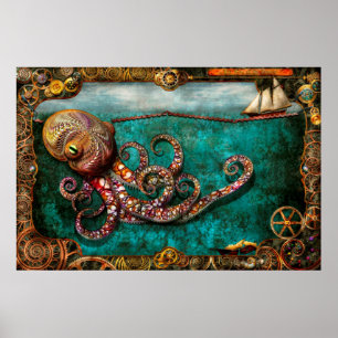 Pôster Steampunk - o conto do Kraken