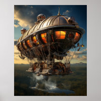 Steampunk Odissey: Arte a Aquarela do Navio Vintag